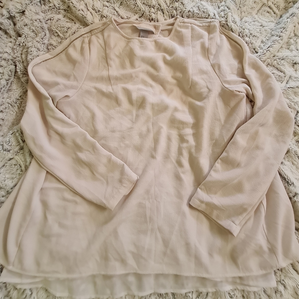 H&M Long White Blouse with Bead & Open Back